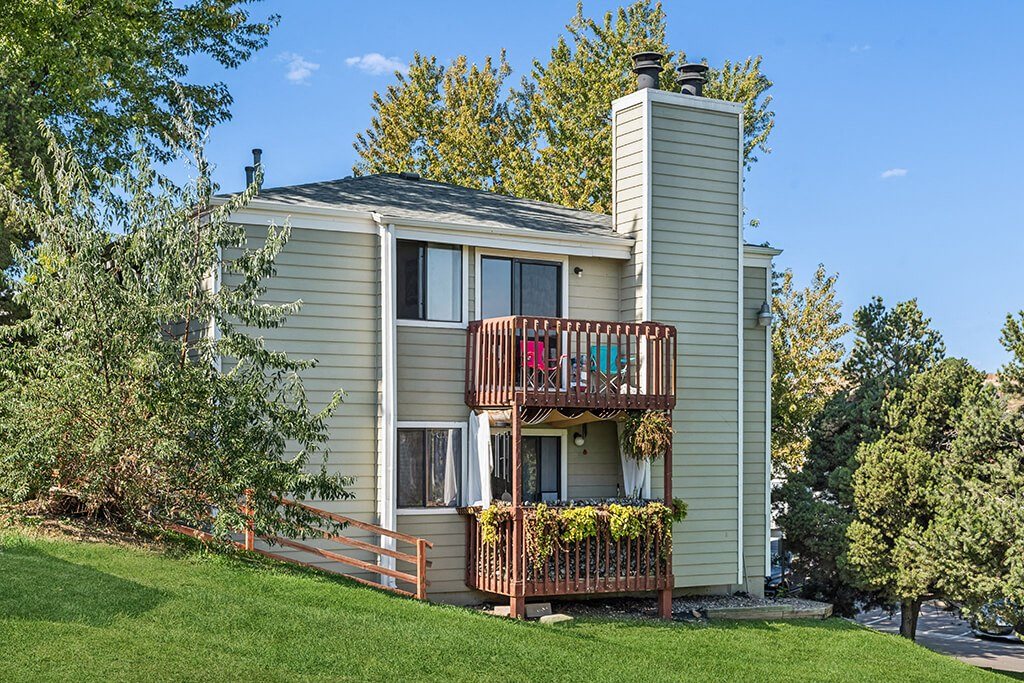 Exterior Buildings Patios at The Pines in Lakewood CO